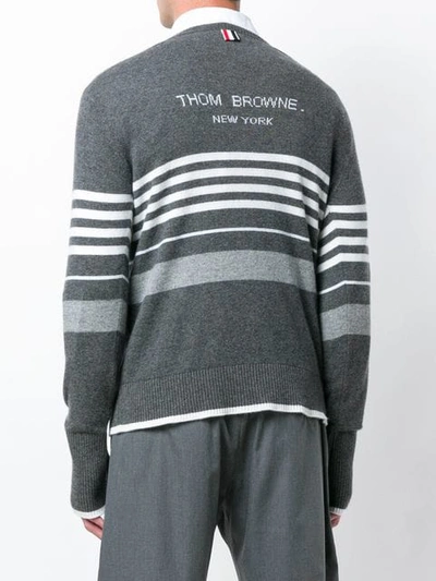 Shop Thom Browne Swimmer Intarsia Cashmere Pullover In 035 Medium Grey
