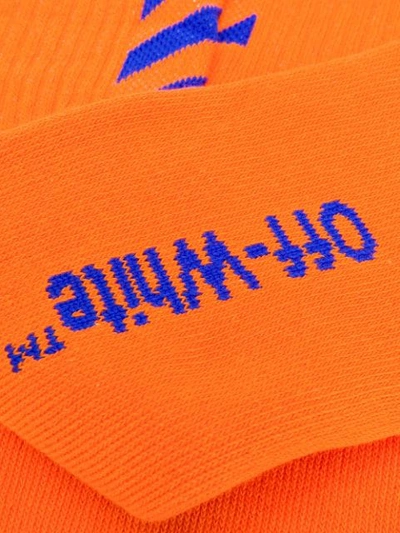 Shop Off-white Contrast Intarsia Logo Socks In 1930 Orange Blue