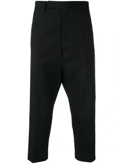 RICK OWENS CROPPED TROUSERS - 黑色