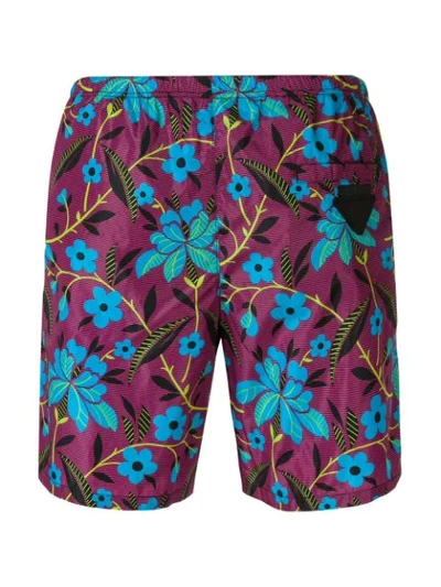 Shop Prada Floral Swim Shorts In Pink