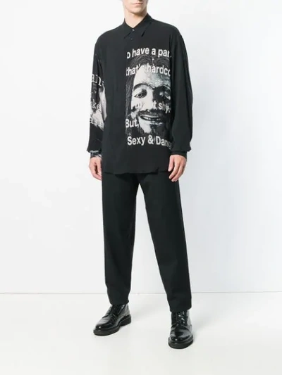 Shop Yohji Yamamoto Graphic Print Shirt In Black