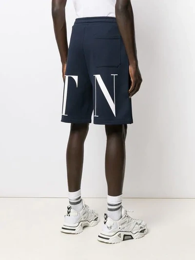 Shop Valentino Contrast Logo Print Track Shorts In Blue