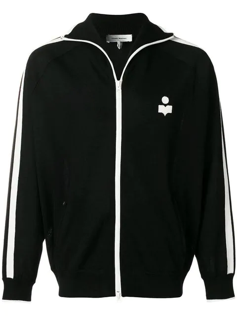 Isabel Marant Zip Front Logo Sports Jacket In Black | ModeSens
