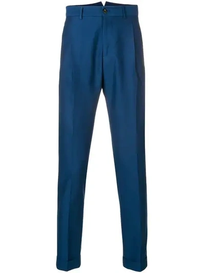 Shop Etro Tapered Trousers In Blue