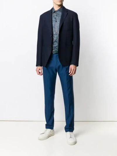 Shop Etro Tapered Trousers In Blue