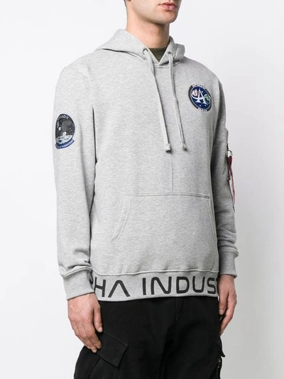 Shop Alpha Industries Apollo Nasa Hoodie In 17 Grey Heather