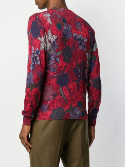 Shop Etro Floral Print Sweater In Red
