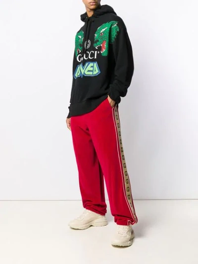 Shop Gucci Loose Chenille Jogging Trousers In Red