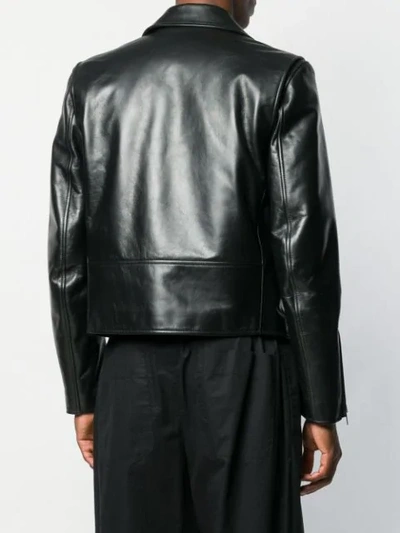 Shop Bottega Veneta Cropped Biker Jacket In Black