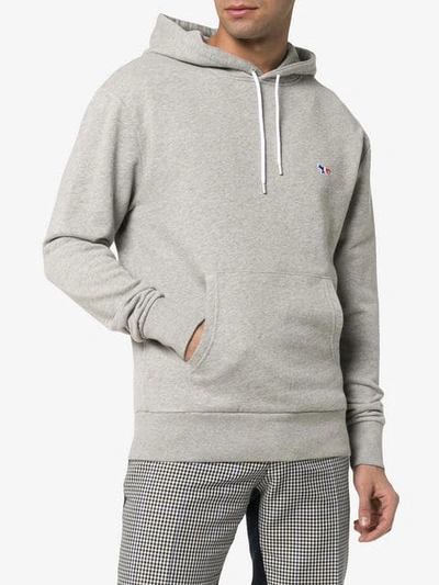 Shop Maison Kitsuné Hooded Cotton Sweater In Grey