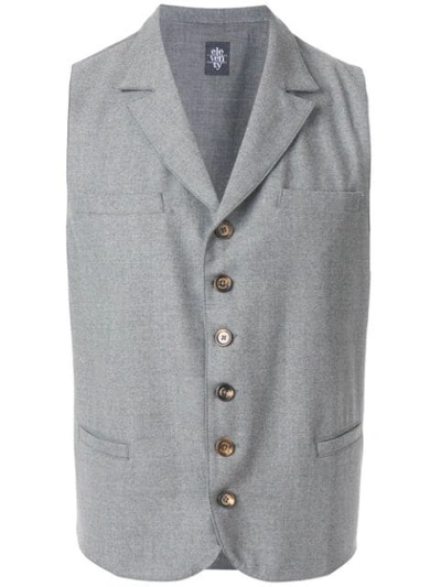 Shop Eleventy Buttoned Waistcoat In Grey