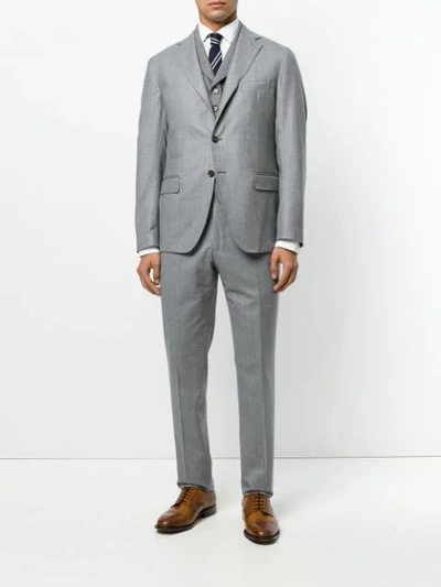 Shop Eleventy Buttoned Waistcoat In Grey