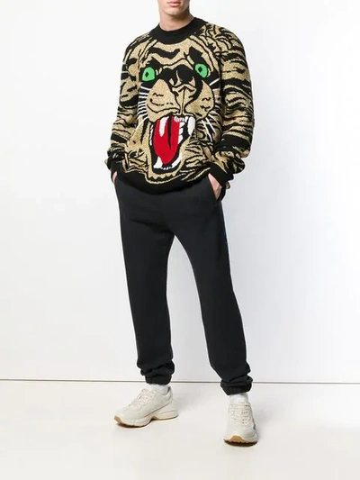 Shop Gucci Metallic Tiger Sweater In Gold