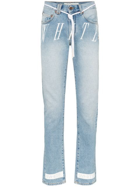 Off-white Slim Denim Bleach Nikel Jeans In Light Blue | ModeSens