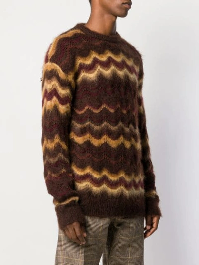 Shop Marni Wavy Knit Jumper In Brown