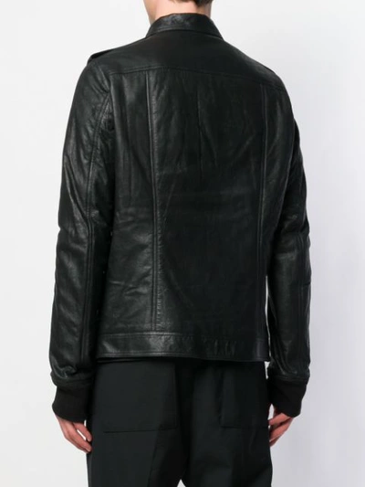 Shop Rick Owens Padded Leather Jacket - Black