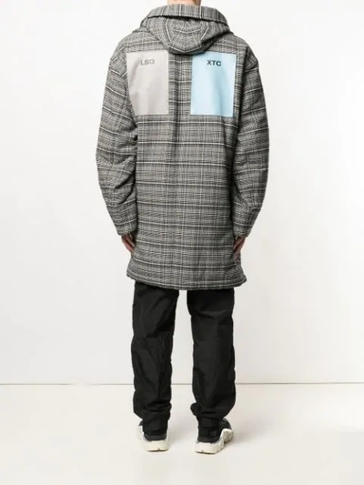 Shop Raf Simons Checked Hooded Coat In Black