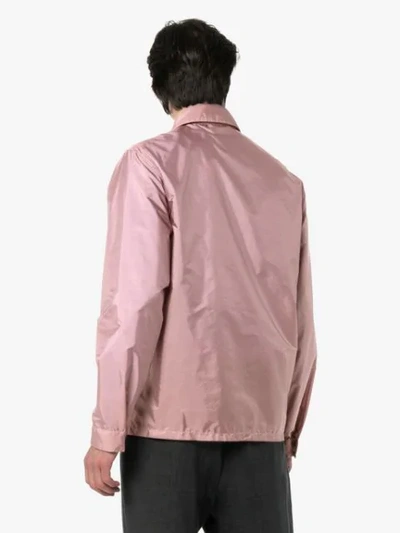 Shop Prada Logo Patch Windbreaker Jacket In Mauve/acciaio