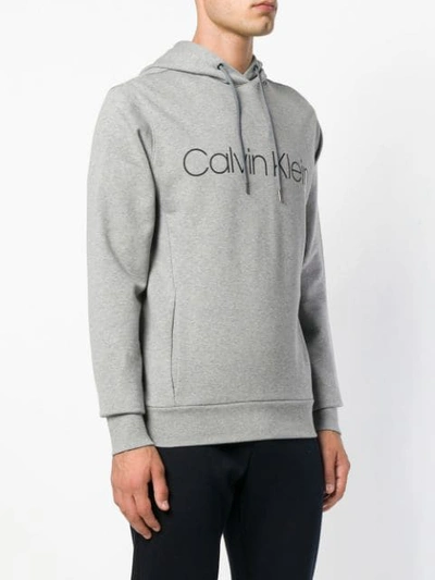 Shop Calvin Klein Jeans Est.1978 Logo Print Hoodie In Grey