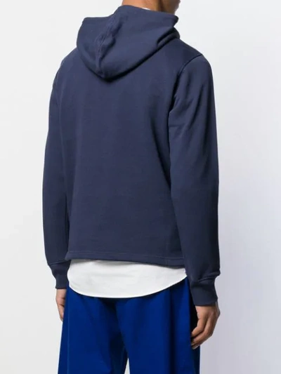 Shop Kenzo Logo Embroidered Hoodie In Blue