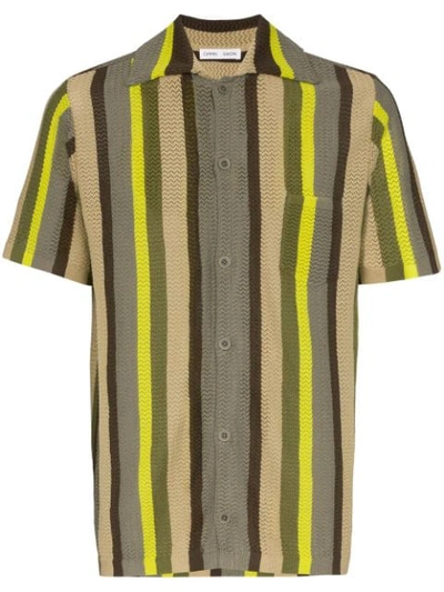 Shop Cmmn Swdn Striped Knit Shirt In Green