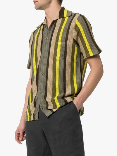 Shop Cmmn Swdn Striped Knit Shirt In Green
