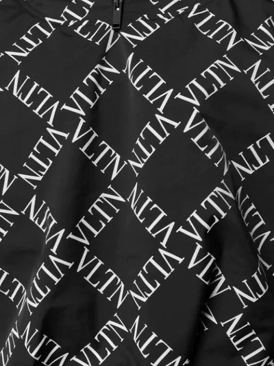 Shop Valentino Logo Grid Print Hoodie In Black