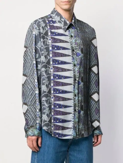 Shop Martine Rose Contrast Print Shirt In Blue