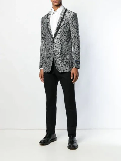 Billionaire Jacquard Button Blazer - Black In Black
