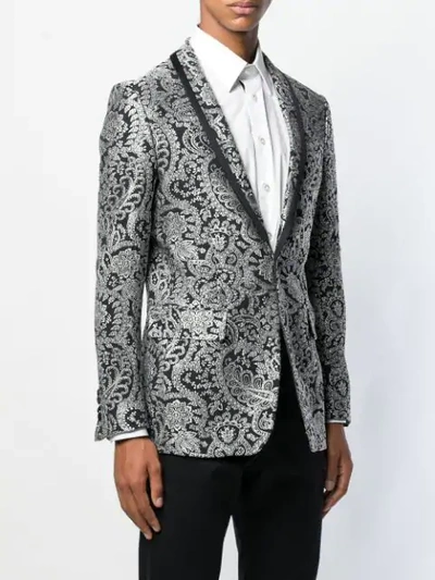 Billionaire Jacquard Button Blazer - Black In Black