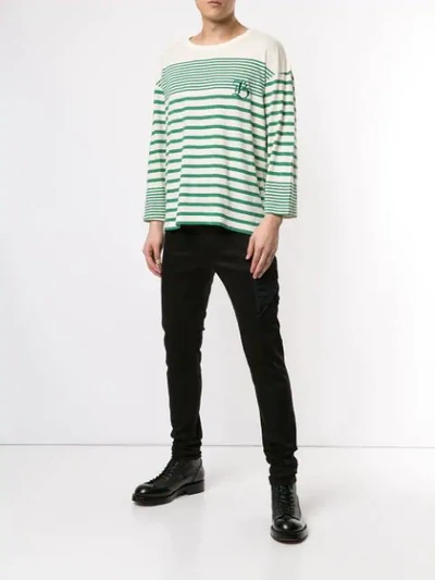 Shop Undercover Green Striped Top In White