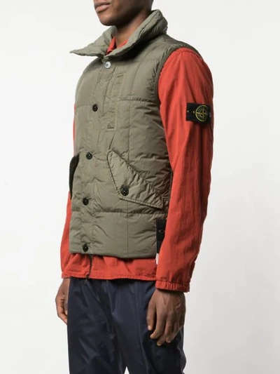 Shop Stone Island Padded Gilet In Green