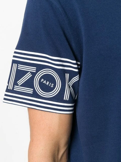 Shop Kenzo Logo Sleeved T-shirt In 78 Blue