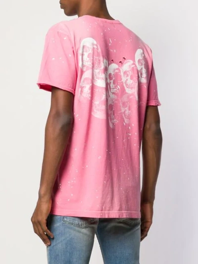 Shop Domrebel Distressed Skull Print T-shirt In Pink