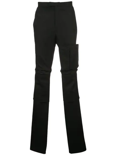 Shop Raf Simons Asymmetric Straight Leg Trousers - Black