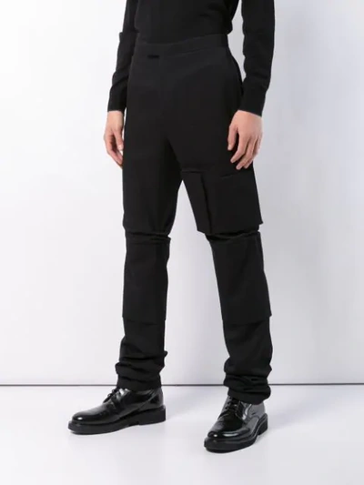 Shop Raf Simons Asymmetric Straight Leg Trousers - Black