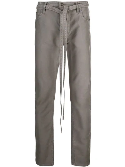 Shop Fear Of God Tie Waist Trousers In Grey