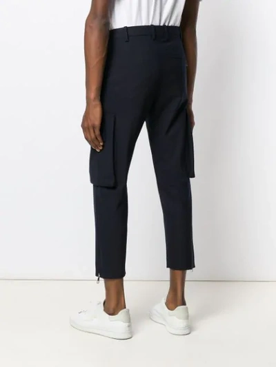 Shop Neil Barrett Cropped Side Pocket Trousers - Blue