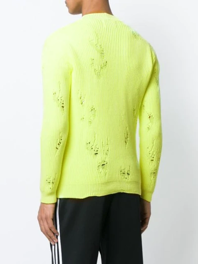 Shop Laneus Destroyed Cardigan In Yellow