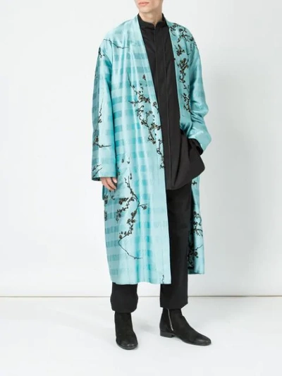 Shop Haider Ackermann Floral Print Coat - Blue