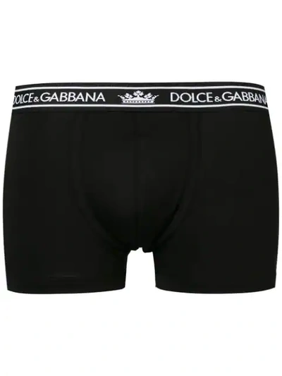 Shop Dolce & Gabbana Logo Fitted Boxers In Black