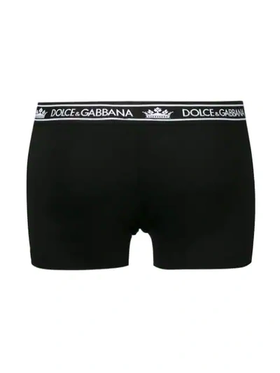 Shop Dolce & Gabbana Logo Fitted Boxers In Black