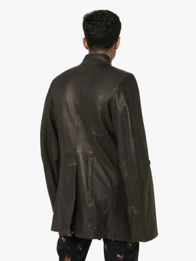Shop Ann Demeulemeester Mandarin Collar Asymmetric Jacket In Black