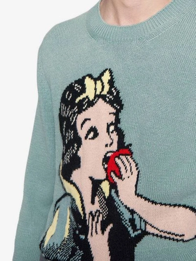 Shop Gucci Snow White Wool Knit Sweater In Blue