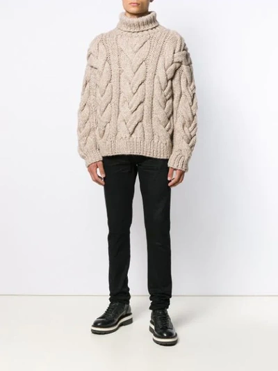 DSQUARED2 CHUNKY CABLE KNIT JUMPER - 棕色