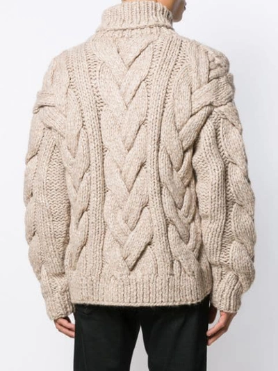 Shop Dsquared2 Chunky Cable Knit Sweater In Brown