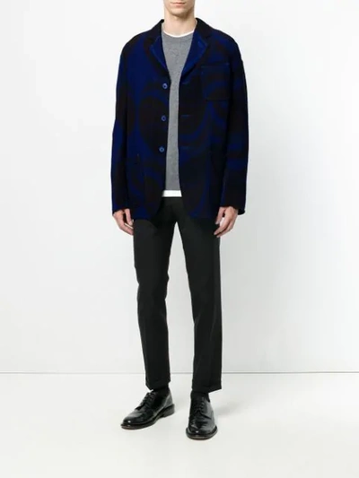 Pre-owned Comme Des Garçons Geometric Print Jacket In Blue