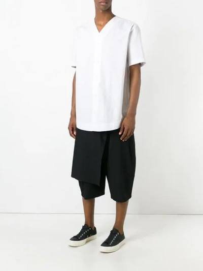Shop Yohji Yamamoto Long Bermuda Shorts In Black