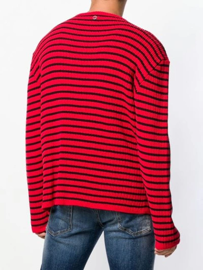 JUST CAVALLI 条纹拉链细节毛衣 - 红色