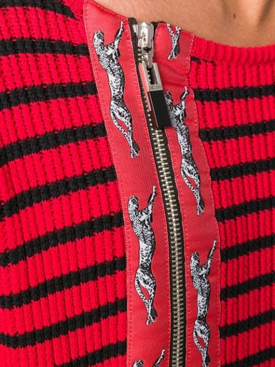 Shop Just Cavalli Striped Zip Detail Sweater In Red
